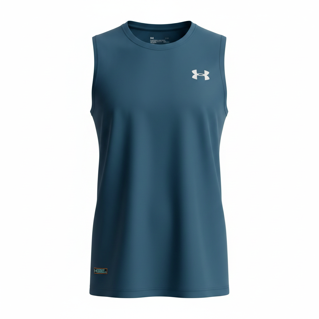 Under Armour teal sleeveless sport vest ghost mannequin view