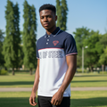 Man of Steel Two-Tone Polo Shirt on Nigerian male model