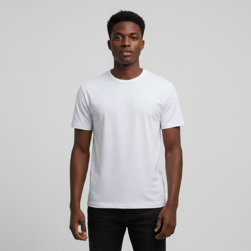 Tone-on-Tone Embossed Tee – Model Front View