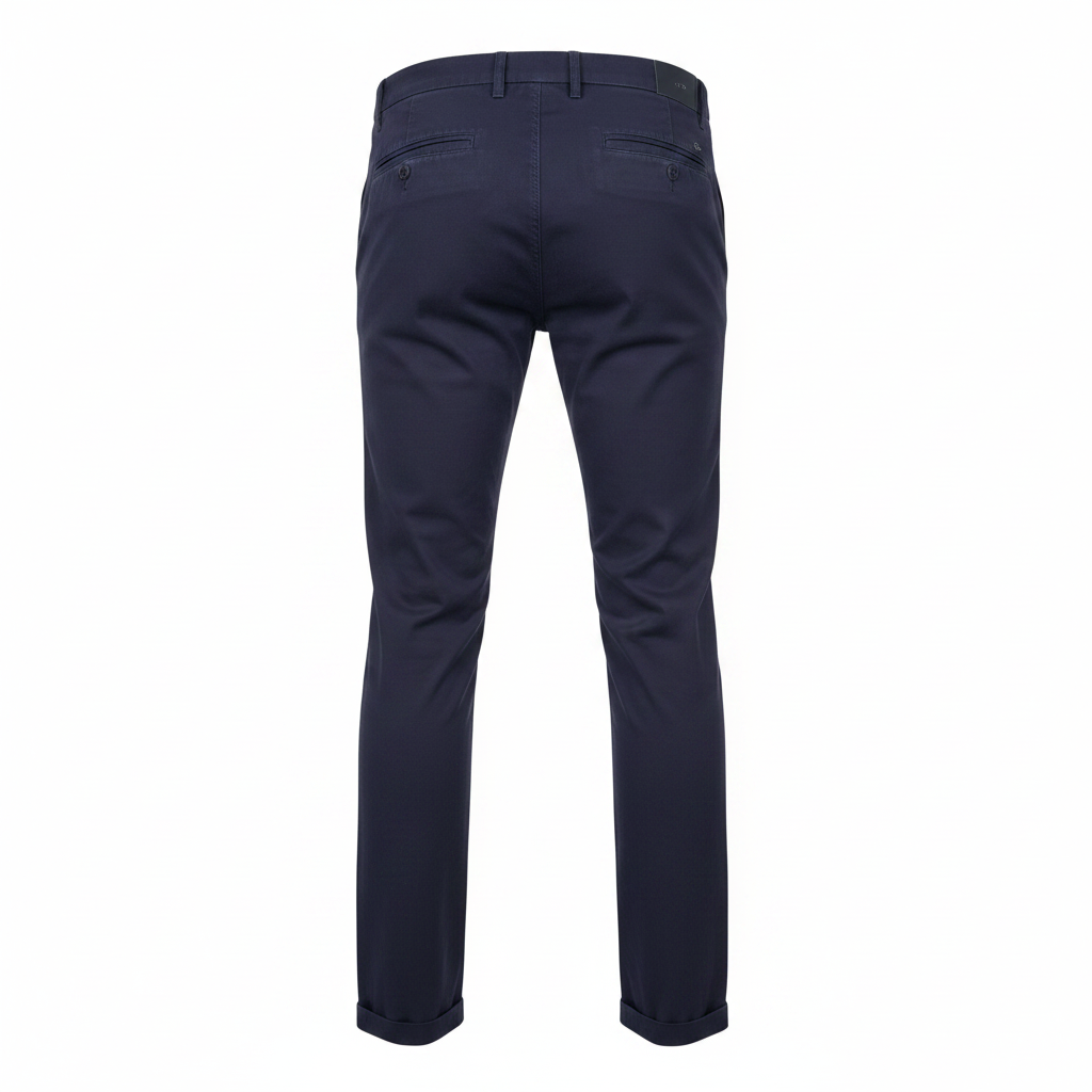 Navy Blue Slim-Fit Chino Trousers – Ghost Mannequin Back