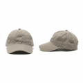 Plain solid light khaki beige baseball cap – ghost mannequin front and side view