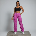 Purple Multi-Pocket Cargo Trousers - Model Front