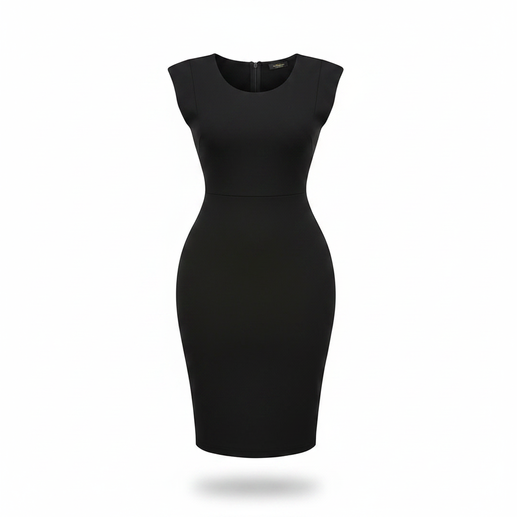 Ghost Mannequin – Black Cap Sleeve Bodycon Midi Dress