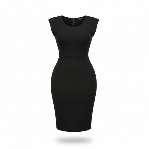 Ghost Mannequin – Black Cap Sleeve Bodycon Midi Dress