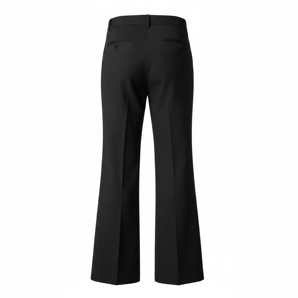 Charcoal Wide-Leg Flared Trousers - Ghost Mannequin Back