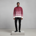 Burgundy Pink Ombré Fluffy Knit Sweater - Model Front
