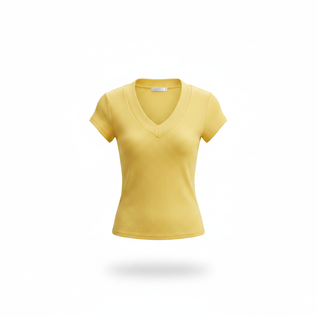 Women's V-Neck Short-Sleeve Fitted Crop Tee - Ghost Mannequin