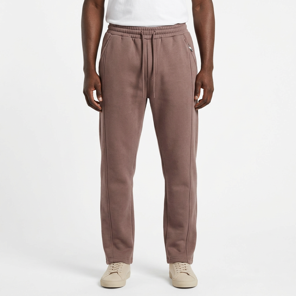 Brown drawstring trousers styled with a plain white top
