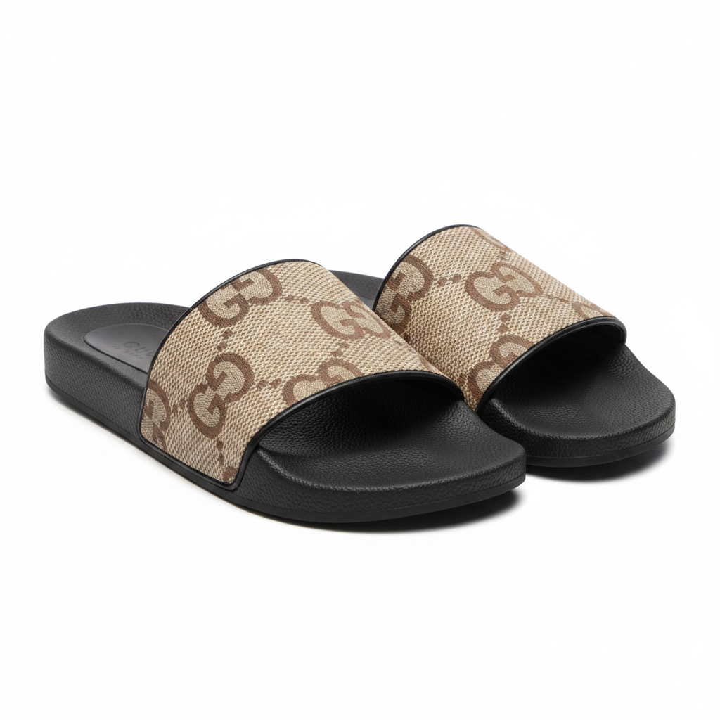 Star Money Shoes GG Monogram Classic Canvas Slides – Catalog Shot