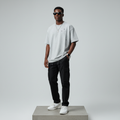 Grey Marl Cross Emblem Oversized Tee - Male Model Front