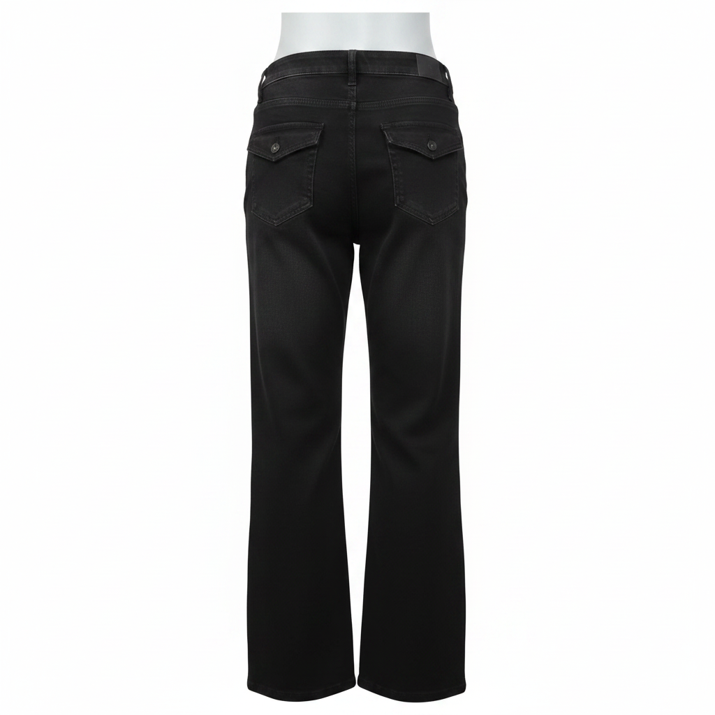 Black Rhinestone Wide-Leg Denim Jeans - Ghost Mannequin Back