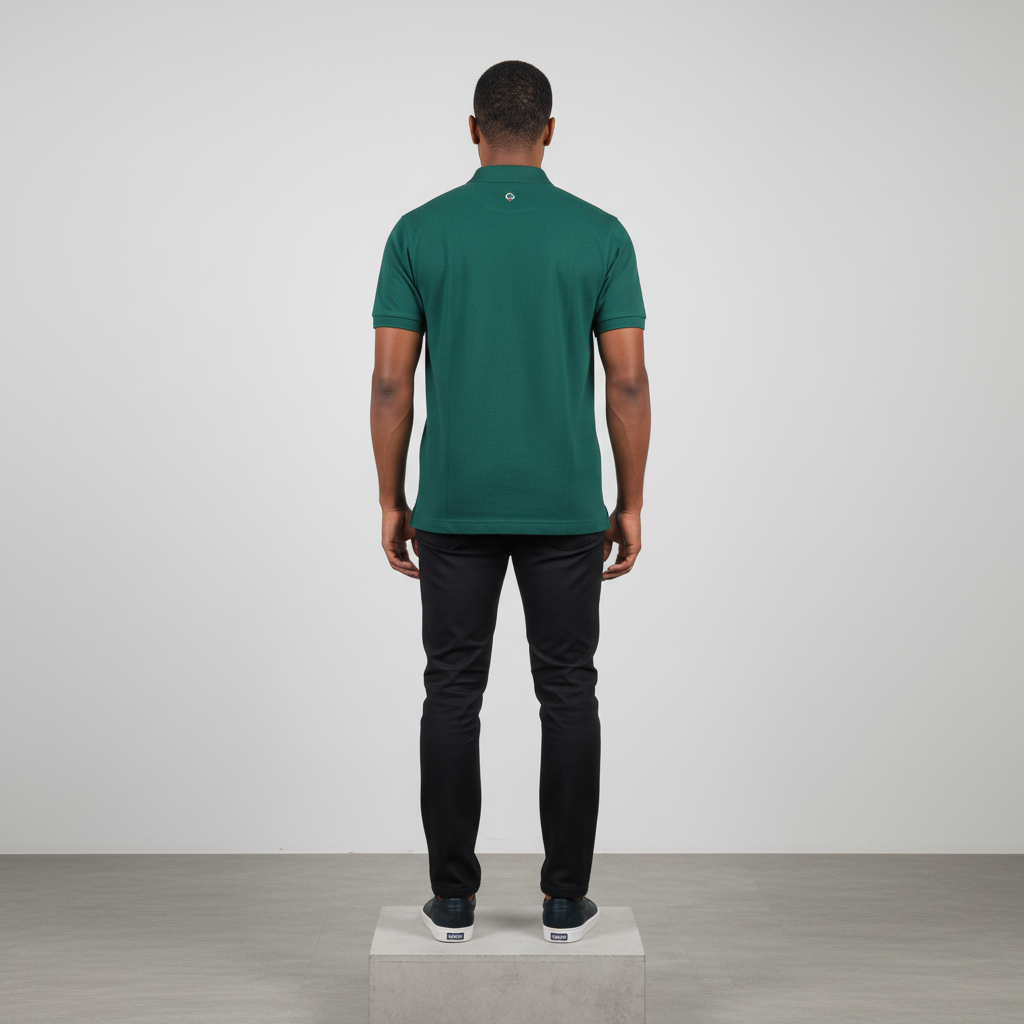 Forest Green Polo Shirt – Model Back