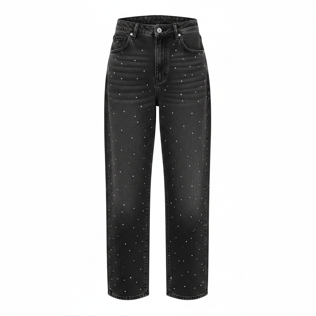 Ghost mannequin – Women's High-Rise Rhinestone Baggy Jean