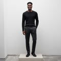 Black Ribbed Henley Long-Sleeve Shirt - Model Front