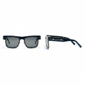 Square Half-Rim Sunglasses Navy Silver – Ghost Mannequin Front and Side View