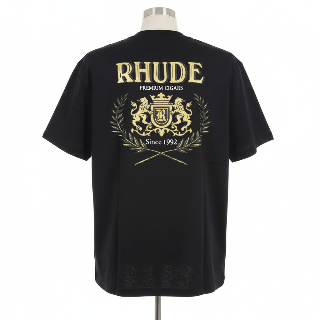 Black Rhude Premium Cigars Short-Sleeved Shirt - Ghost Mannequin Back