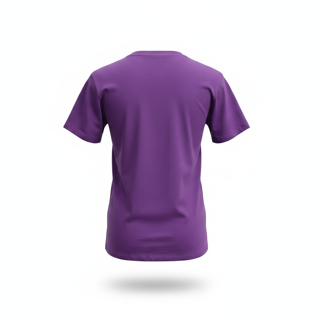 Women's purple bear graphic tee - ghost mannequin back view
