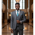 Charcoal Grey 3-Piece Suit â€“ Nigerian Model
