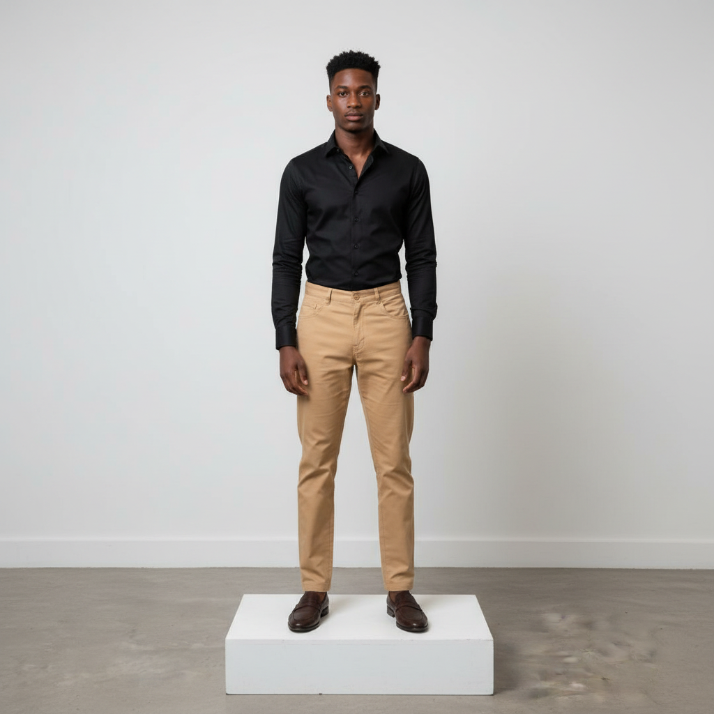 Khaki Slim-Fit Chino Trousers for Teens – Front Model