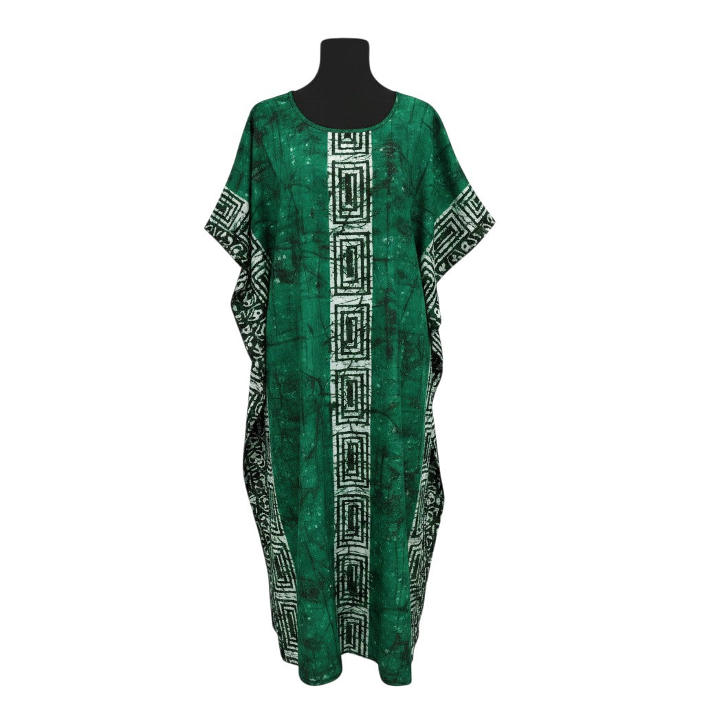 Women's Bubu Dress - Green Tribal Print