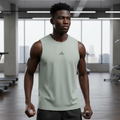 Adidas sage grey sleeveless sport vest on male model