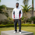 Men's White Colour-Block Zip-Up Track Jacket – Nigerian Male Model