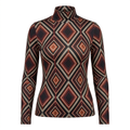 Black diamond-print high-neck long-sleeve top on an invisible mannequin