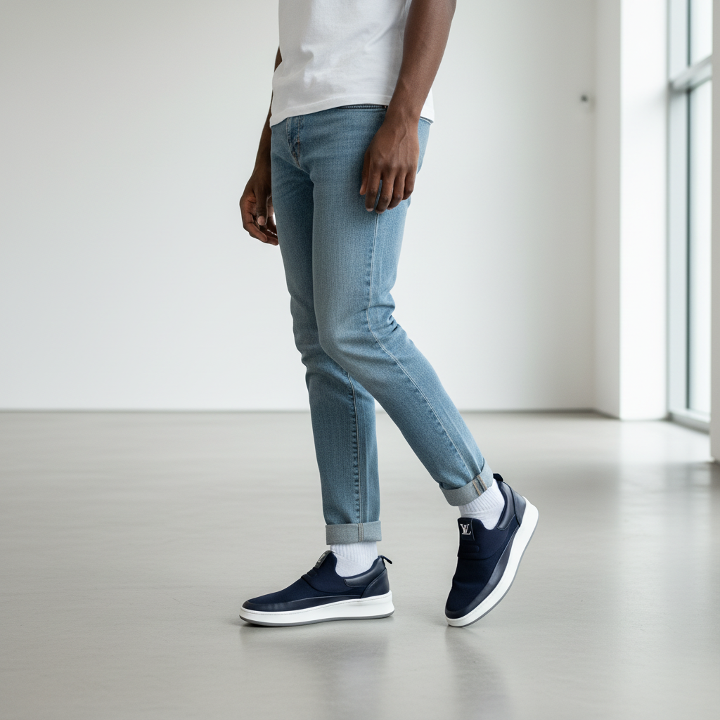 Louis Vuitton LV Slip-On Sneakers Navy Blue – Model Shot