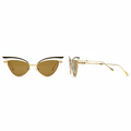 Women's cat-eye black gold double frame sunglasses – front and side ghost mannequin view on white background