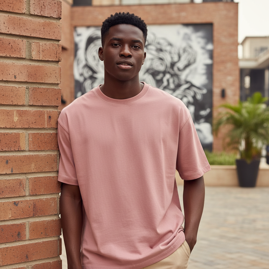Dusty Rose Oversized T-Shirt – Model Shot