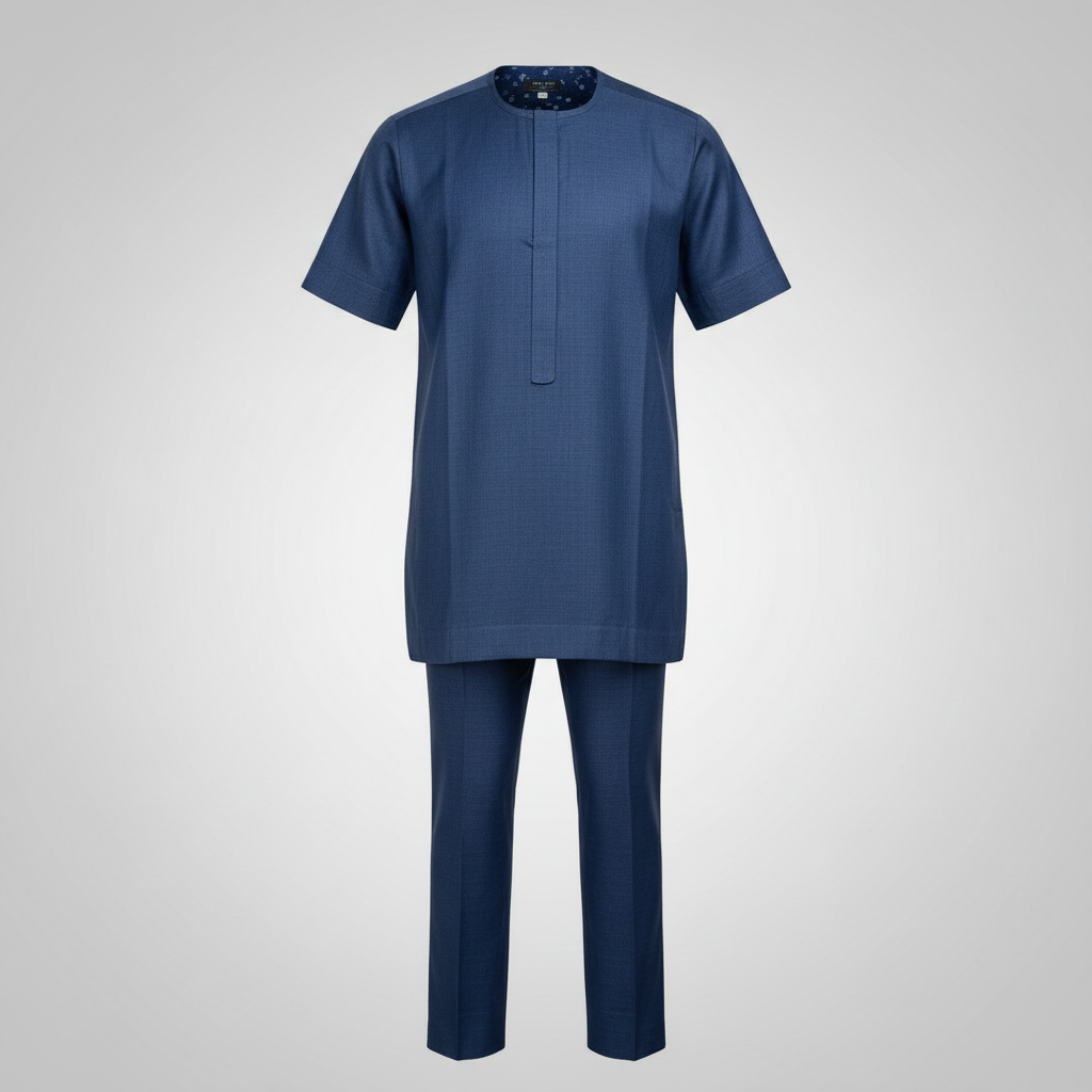 Ghost mannequin navy blue linen senator set