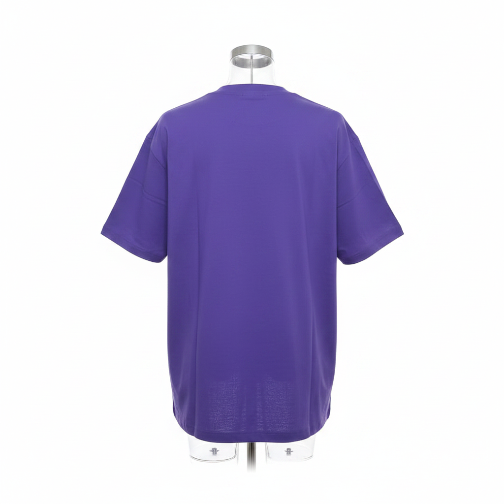Purple OH YES Bold Text Graphic Short-Sleeved Shirt - Ghost Mannequin Back
