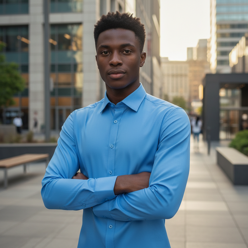 Sky Blue Slim Fit Shirt - Model Shot