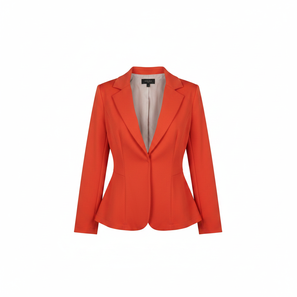 Orange-Red Open-Front Flared Blazer - Ghost Mannequin