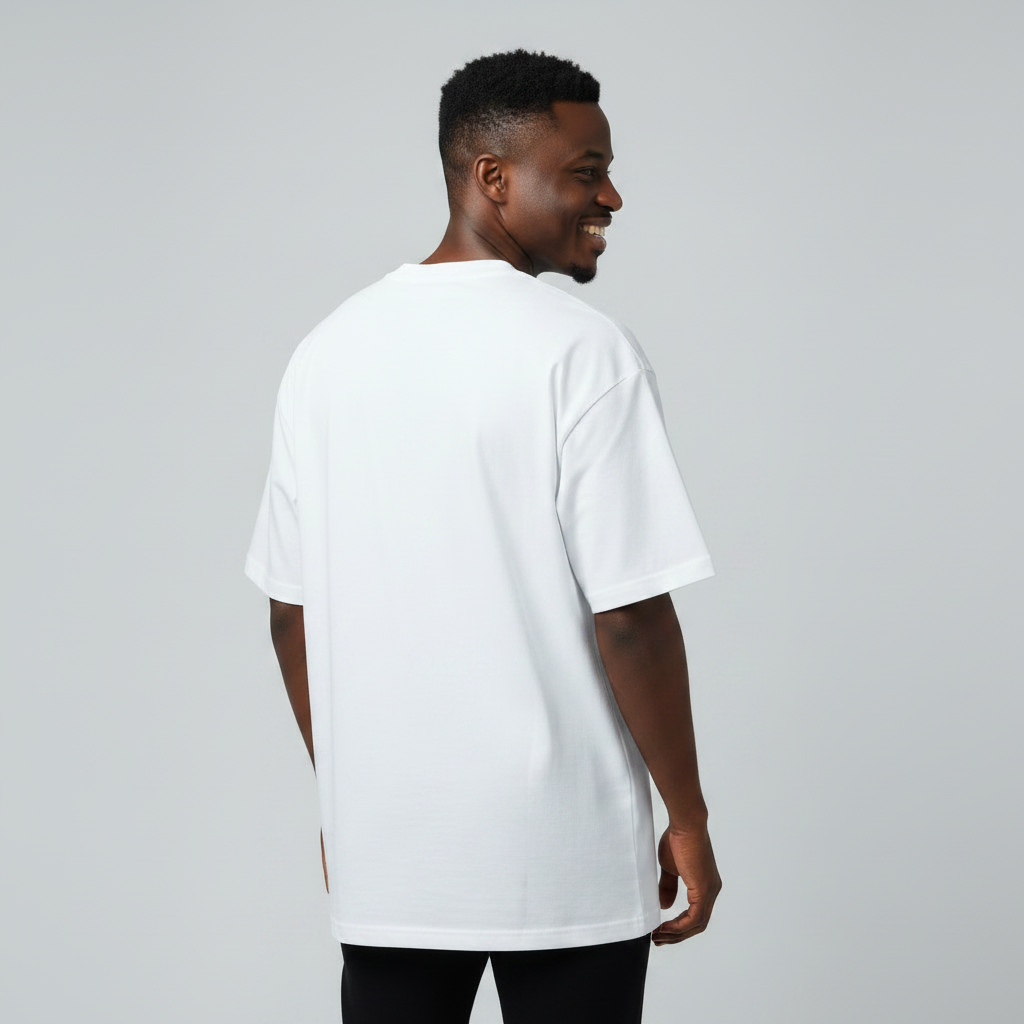 White Fable Rock and Roll Oversized Tee - Model Back