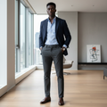 Men's Micro-Texture Trousers – Model Shot Dark Charcoal