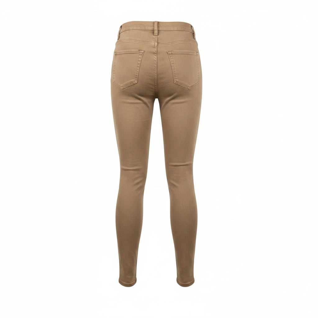 Khaki High-Waist Skinny Stretch Jeans – Back Ghost Mannequin