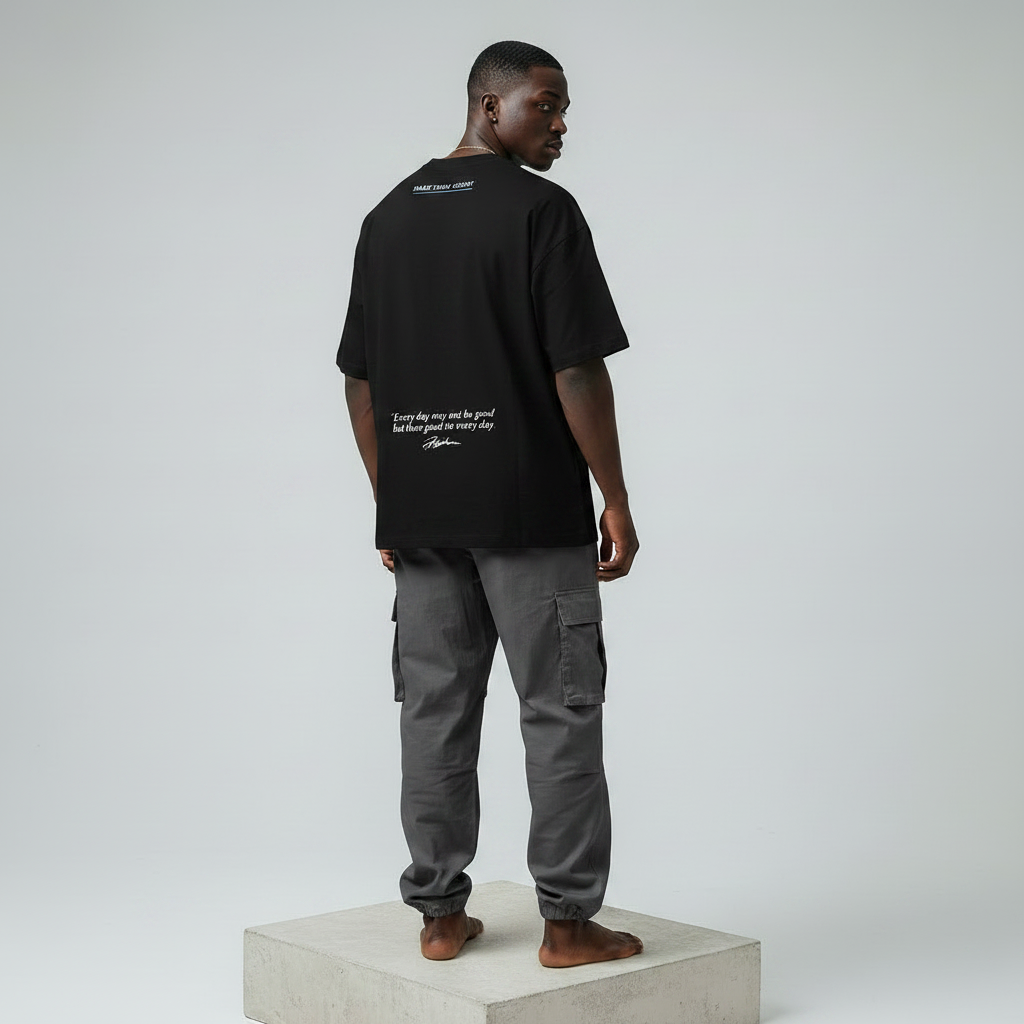 Black Make Today Count Oversized Tee - Model Back
