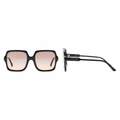 Women's Black Oversized Square Sunglasses with Pink Gradient Lens – Ghost Mannequin Front and Side View