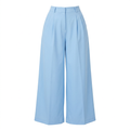 Light-blue pleated high-waisted wide-leg trousers on an invisible mannequin