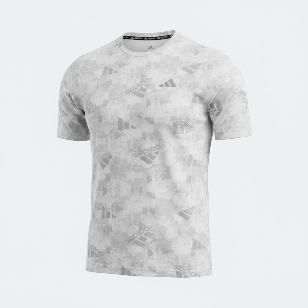Men's White Grey Geometric Pattern Sports Crew-Neck T-Shirt – Ghost Mannequin View