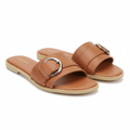 Tan Leather Round Buckle Slide - Ghost Mannequin