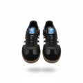 Men's black and white low-top sneakers ghost mannequin front view