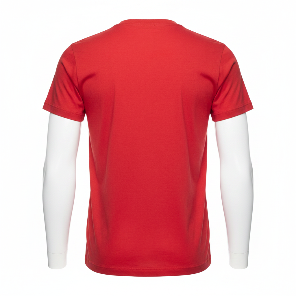 Red Solution graphic top ghost mannequin back view plain