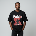 Black Fable Rock and Roll Oversized Tee - Model Front