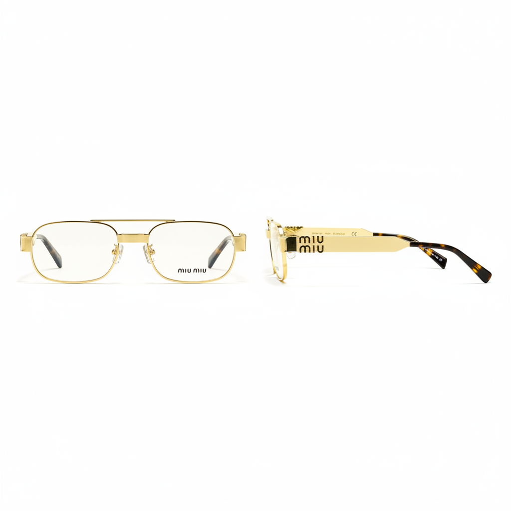 Rectangular Double Bridge Clear Lens Eyeglasses – Ghost Mannequin Front and Side View