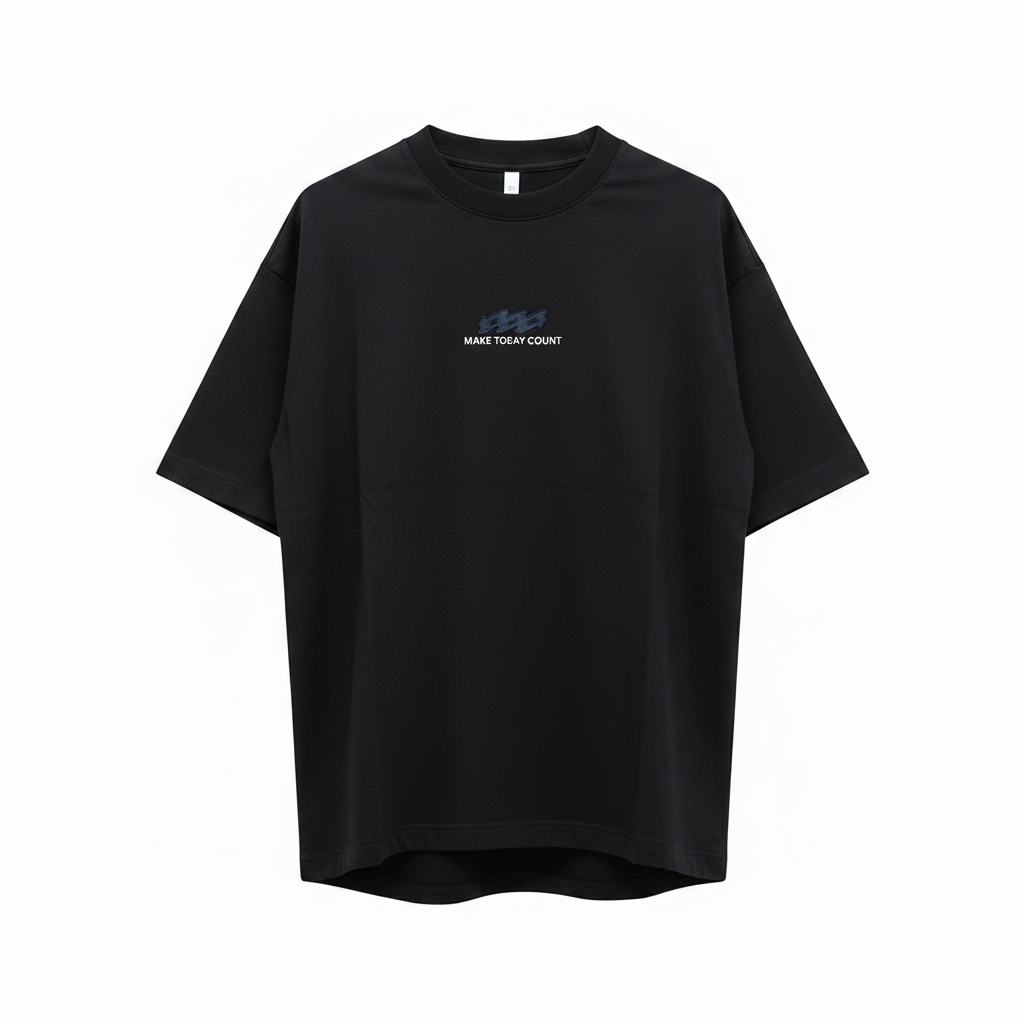 Black Make Today Count Oversized Tee - Ghost Mannequin Front
