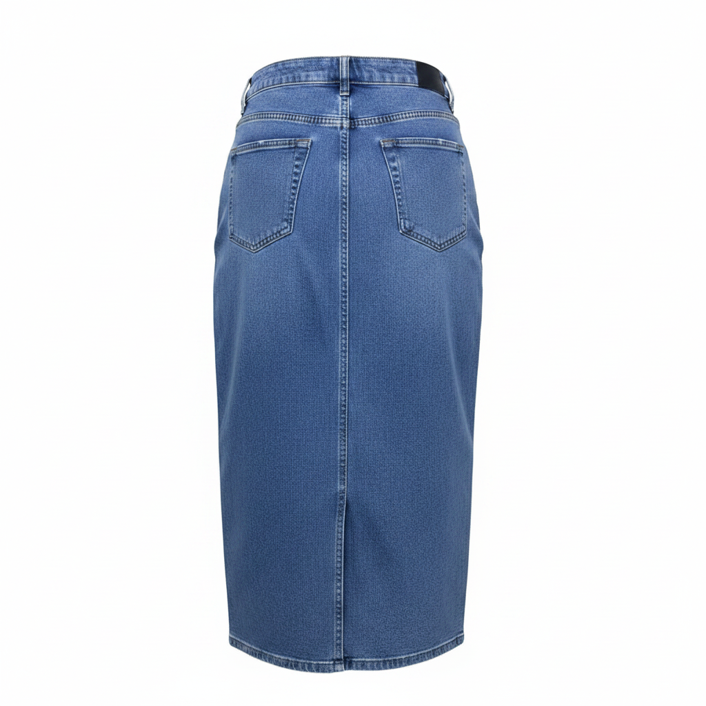 Blue Denim Midi Skirt – Back Ghost Mannequin