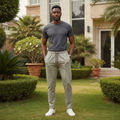 Male Nigerian Model - Khaki Jogger Pants Front