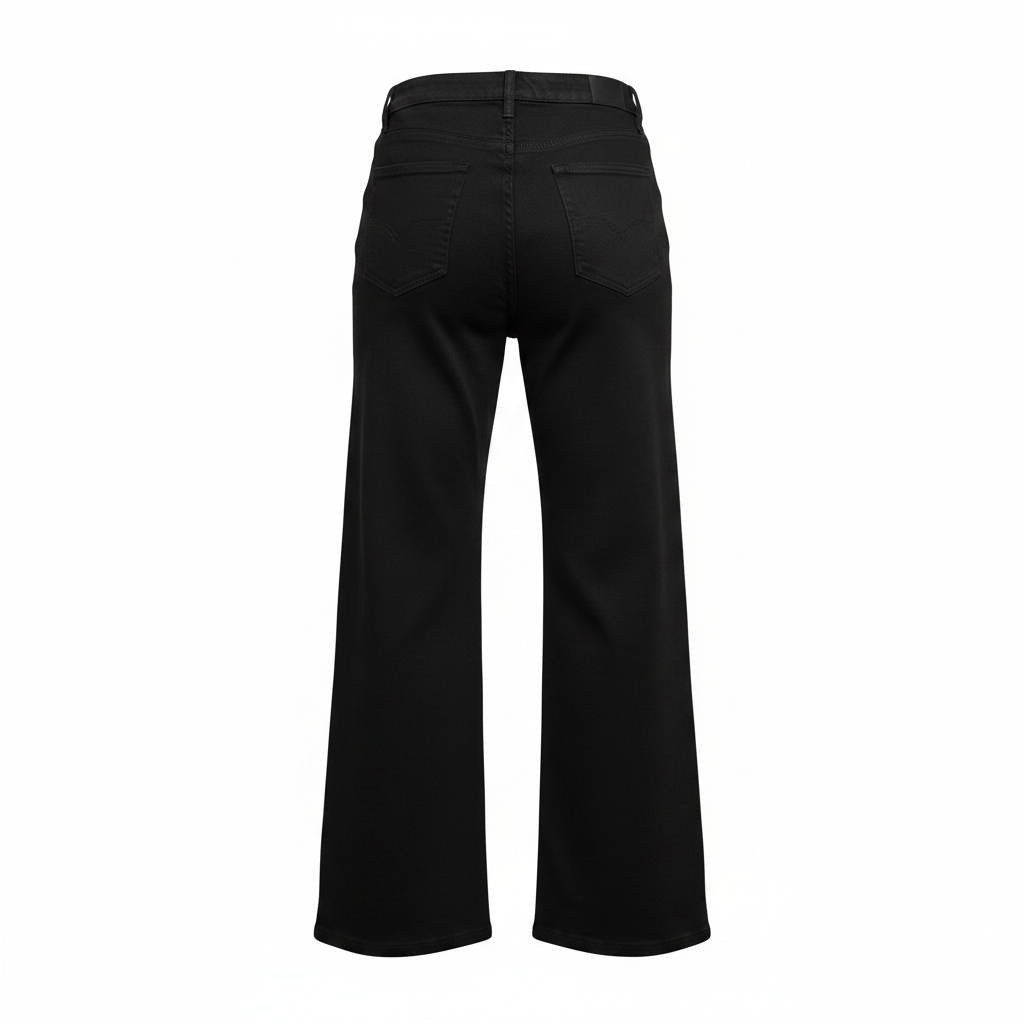 Black High-Waist Wide-Leg Straight Jeans – Back Ghost Mannequin